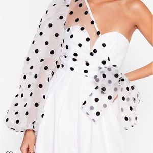 Nasty Gal Polka Dot Organza One Shoulder Jumpsuit